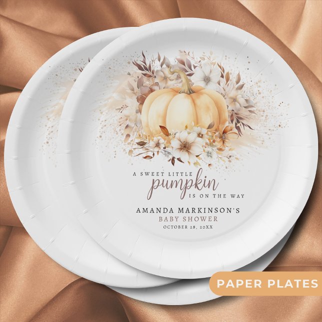 Plato De Papel Un dulce calabaza de Baby Shower neutral (Subido por el creador)