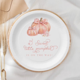 Plato De Papel Un dulce calabaza de color rosa Baby Shower