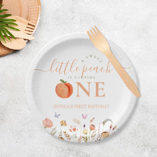 Plato De Papel Un dulce Chica Peach primer cumpleaños