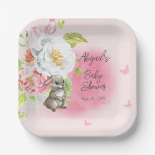 Plato De Papel Un dulce Chica rosado de conejo Baby Shower