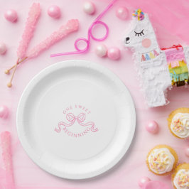 Plato De Papel Un dulce comienzo | Boda rosa y blanca