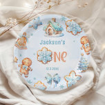 Plato De Papel Un dulce Cookie Boy Navidades de primer cumpleaños<br><div class="desc">Un dulce Cookie Boy Navidad 1er cumpleaños Placas de papel que coincidan con los artículos disponibles.</div>