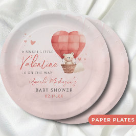 Plato De Papel Un dulce pequeño San Valentín va camino a Baby Sho