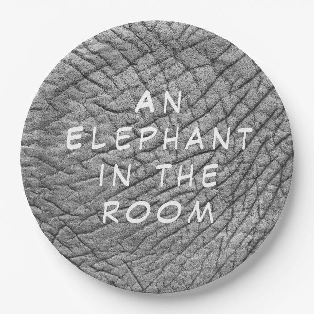 Plato De Papel Un elefante en la foto de la piel de la habitación (Anverso)