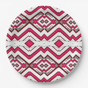 Plato De Papel Un elegante patrón de zigzag de varios colores