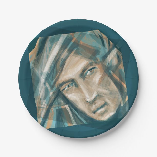 Plato De Papel Un elfo verde desafiante (Anverso)