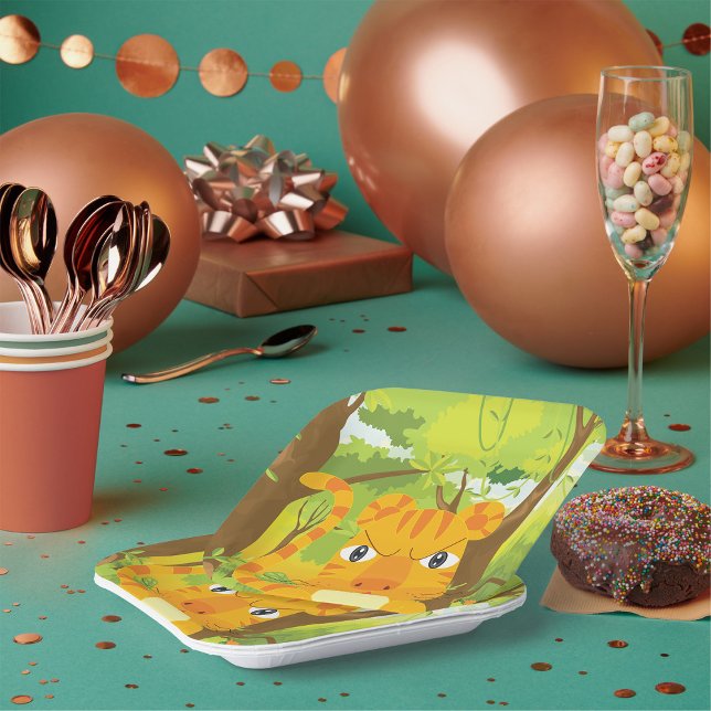 Plato De Papel Un extraño Personalizado de tigre en la jungla (Subido por el creador)