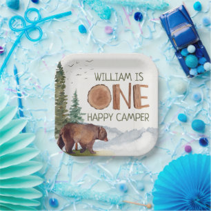 Plato De Papel Un feliz cumpleaños del oso de camper