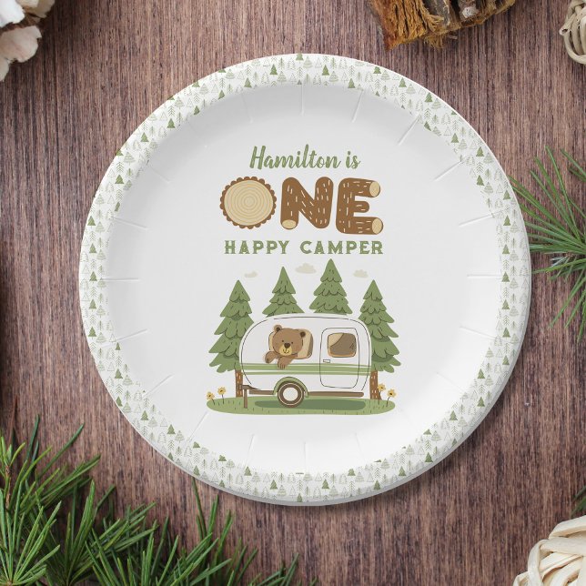 Plato De Papel Un feliz cumpleaños del oso de camper (Subido por el creador)