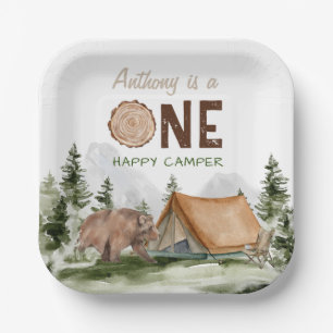 Plato De Papel Un feliz oso de la selva de la montaña Camper prim