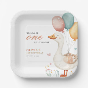 Plato De Papel Un Fiesta del primer cumpleaños de Silly Goose
