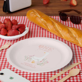 Plato De Papel Un ganso tonto rosa cumpleaños 1 niñas