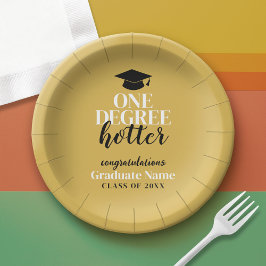Plato De Papel Un grado más caliente - Oro negro - Graduación