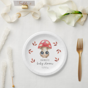 Plato De Papel Un hongo pequeño está en camino - Baby shower