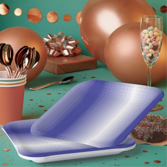 Plato De Papel Un intrincado patrón geométrico azul con simétrico (Multi)