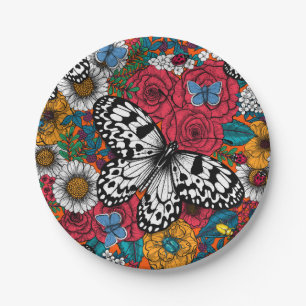 Plato De Papel Un jardín colorido