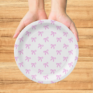 Plato De Papel Un lazo coqueto rosa bebé de mezclilla azul