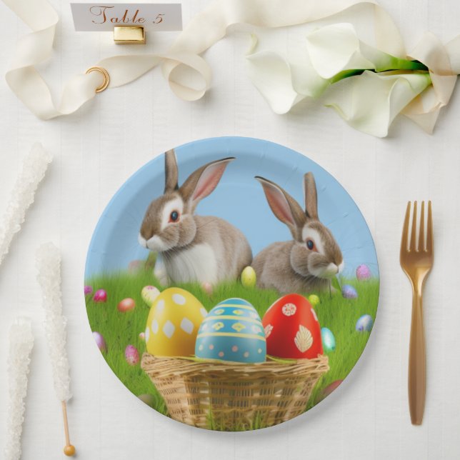 Plato De Papel Un lindo conejo de Pascua para un ánimo positivo (Boda)