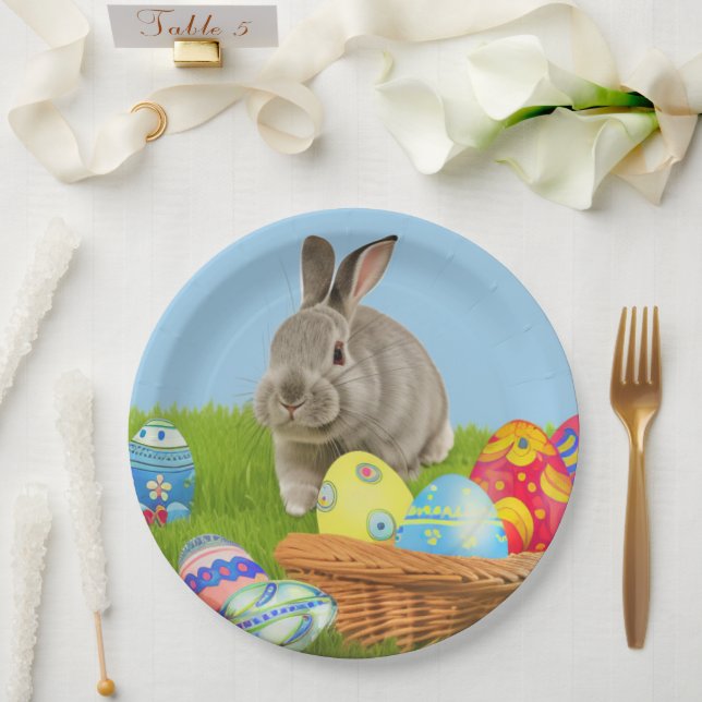 Plato De Papel Un lindo conejo de Pascua para un ánimo positivo (Boda)