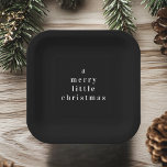 Plato De Papel "Un lindo Navidad negro y blanco<br><div class="desc">"Añade un toque de elegancia moderna a tus reuniones de vacaciones con esta Placa de papel blanco y negro de A Merry Little Navidades. Con un minimalista diseño en blanco y negro, este plato de papel es perfecto para servir dulces en sus eventos festivos, desde cenas de vacaciones hasta fiestas...</div>