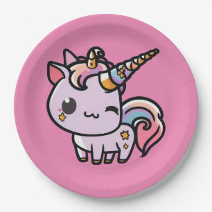 Plato De Papel Un lindo unicornio kawaii