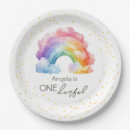 Plato De Papel Un maravilloso cumpleaños de niños arcoiris
