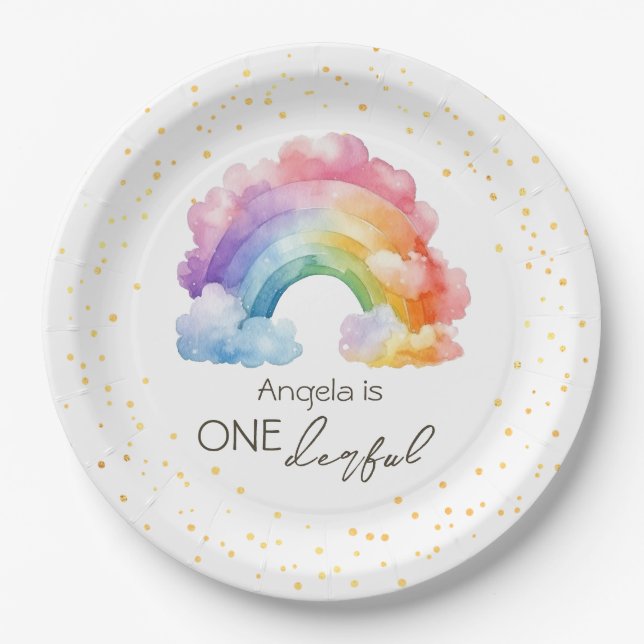 Plato De Papel Un maravilloso cumpleaños de niños arcoiris (Anverso)