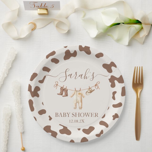 Plato De Papel Un niño pequeño de Cowboy Baby Shower Boy (Boda)
