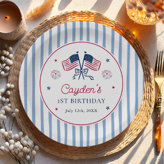 Plato De Papel Un niño totalmente americano cumpleaños 4 de julio