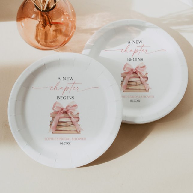 Plato De Papel Un Nuevo Capítulo Comienza Libros de Lazo Rosa Des (Subido por el creador)