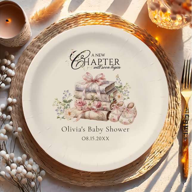Plato De Papel Un Nuevo Capítulo Comienza Shower de Bebé Libro de (Subido por el creador)