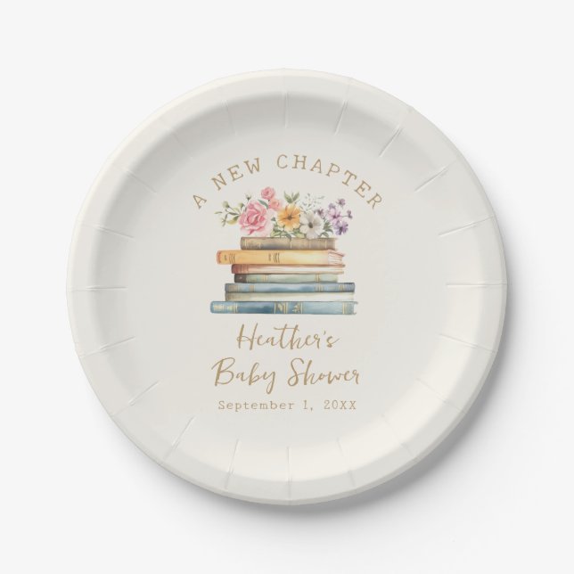 Plato De Papel Un nuevo Chapter Books Baby Shower (Anverso)