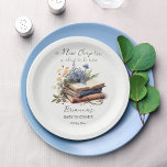 Plato De Papel Un nuevo libro de capítulo sobre una ducha de bebé<br><div class="desc">Un nuevo libro de capítulo sobre la ducha de bebé monograma placas impresas de papel plantilla de vajilla personalizada,  libros antiguos y letras de flores silvestres tipo de letra neutra género placas de ducha de bebé decoración personalizada de mesa</div>