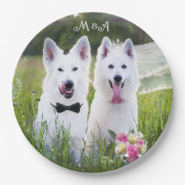 Plato De Papel Un par romántico de perros casados