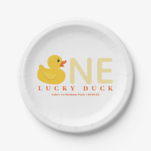 Plato De Papel Un Pato Afortunado De Placas De Cumpleaños Duque