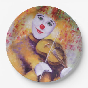 Plato De Papel Un payaso dulce tocando el violín
