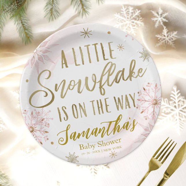 Plato De Papel Un pequeño Baby Shower con copo de nieve personali (Subido por el creador)