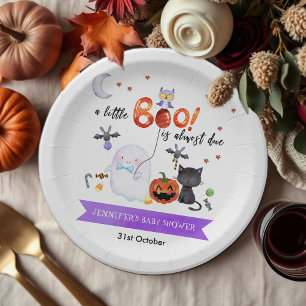 Plato De Papel Un pequeño Baby Shower de Boo Halloween