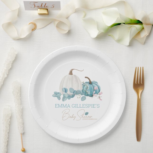 Plato De Papel Un pequeño Baby Shower de calabaza cae (Boda)