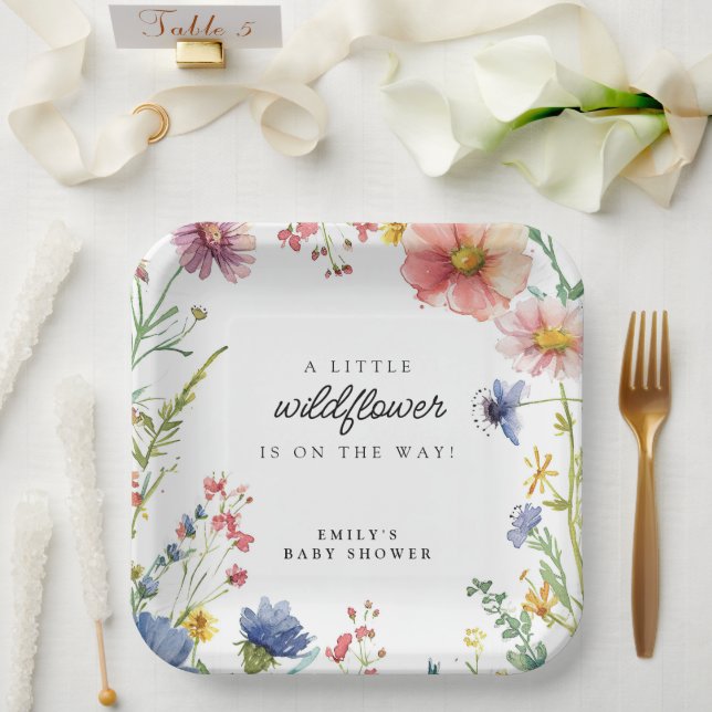 Plato De Papel Un pequeño Baby Shower de flores silvestres (Boda)