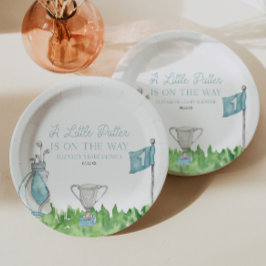 Plato De Papel Un pequeño Baby Shower de golf azul Putter
