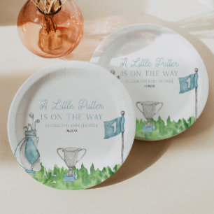 Plato De Papel Un pequeño Baby Shower de golf azul Putter