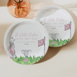Plato De Papel Un pequeño Baby Shower de golf rosa Putter