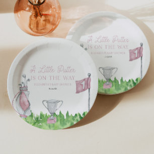Plato De Papel Un pequeño Baby Shower de golf rosa Putter