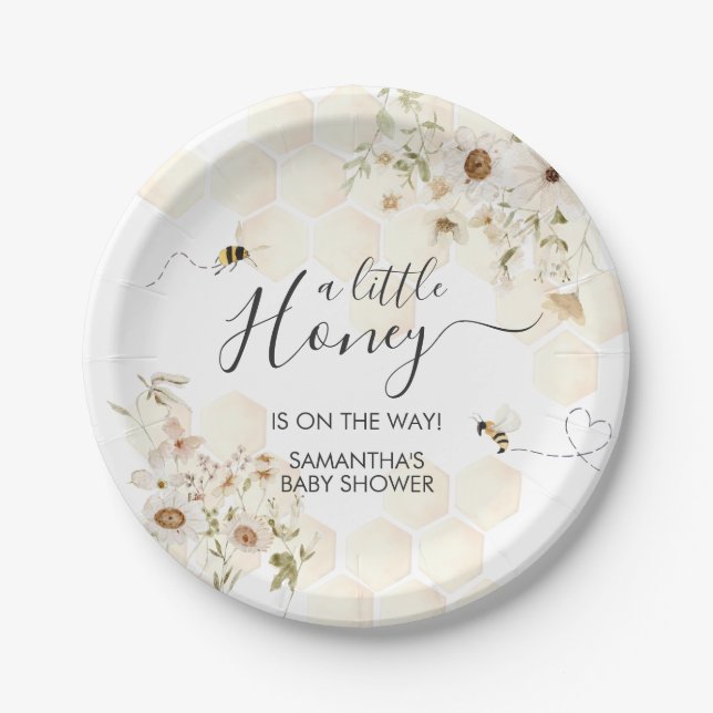 Plato De Papel Un pequeño Baby Shower de miel (Anverso)