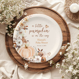 Plato De Papel Un pequeño Baby Shower floral de calabaza