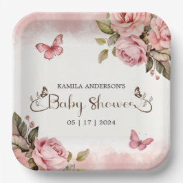 Plato De Papel Un pequeño Baby Shower mariposa