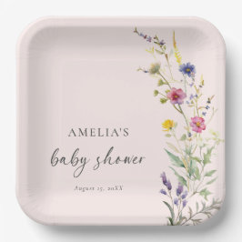 Plato De Papel Un pequeño Baby Shower rosado floral