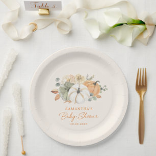 Plato De Papel Un pequeño Baby Shower rústico con flores de calab