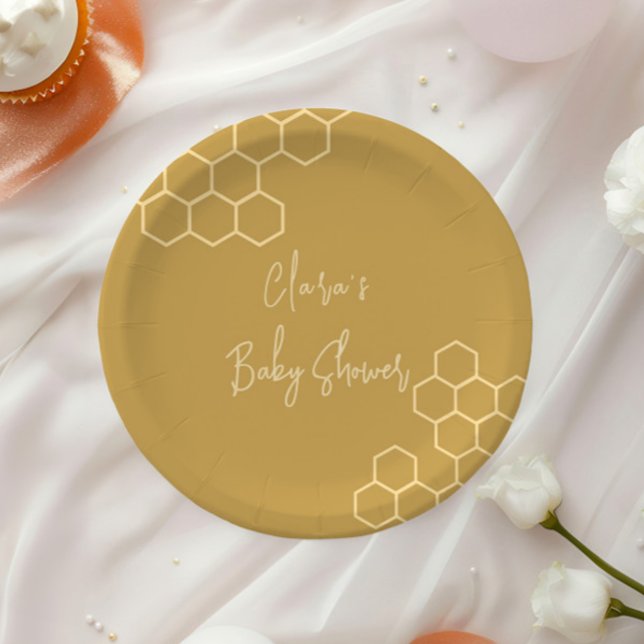 Plato De Papel Un pequeño beige dorado mínimo de miel Baby Shower (Subido por el creador)